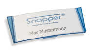 Namensschilder Snapper transluzent blau, Form VV, 85 mm mit Magnet 