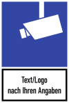 Video-Infozeichen mit Text und/oder Logo nach Ihren Angaben, Alu, 250x375 mm 