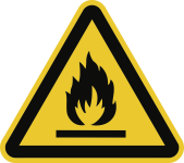Warnung vor feuergefährlichen Stoffen ISO 7010, Folie, 300 mm SL 