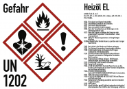 Gefahrstoffkennzeichnung Heizöl nach GHS, Folie, 210x148 mm, Idx 2019 