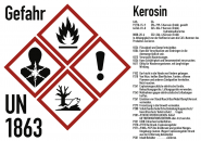 Gefahrstoffkennzeichnung Kerosin nach GHS, Folie, 105x74 mm, Idx 2019 