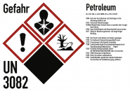 Gefahrstoffkennzeichnung Petroleum nach GHS, Folie, 105x74 mm, Idx 2019 