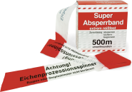 Absperrband "Achtung! Eichenprozessionsspinner",PE-Folie,rot/weiß,80x500000 mm 