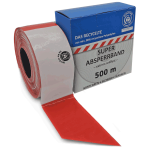 Absperrband "Das Recycelte", PE-Folie, rot/weiß, 80 mm Breite, 500 m Länge 