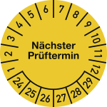 Prüfplakette Nächster Prüftermin 2024-2029,Dokumentenfolie,gelb,Ø15mm,10 St./Bo. 