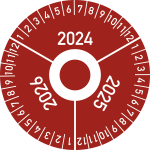 Prüfplakette 3 Jahre 2024/2025/2026 mit Monaten, Folie, Ø 40 mm, 10 Stück/Bogen 