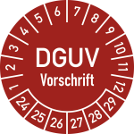 Prüfplakette DGUV Vorschrift, 2024-2029,Dokumentenfolie, Ø 25 mm, 10 Stück/Bogen 