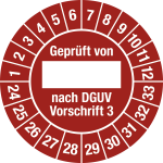 Prüfplakette Geprüft...DGUV Vorschrift 3, 2024-2033, Folie, Ø 25 mm, 10 St./Bo. 