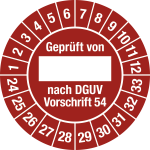 Prüfplakette Geprüft...DGUV Vorschrift 54, 2024-2033, Folie, Ø 30 mm, 10 St./Bo. 