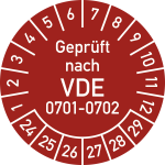 Prüfplakette Geprüft nach VDE 0701-0702 2024-2029, Dokumentenf.,Ø30mm,10 St./Bo. 
