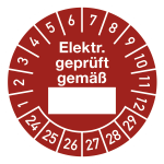 Prüfplakette Elektr. geprüft gemäß 2024-2029, Dokumentenfolie,Ø 30 mm,10 St./Bo. 