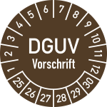 Prüfplakette DGUV Vorschrift, 2025 - 2030, Folie, Ø 30 mm, 10 Stück/Bogen 
