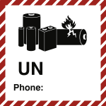 Gefahrzettel für Lithium-Zellen o. -Batterien, blanko m. Phone, Folie, 100x100mm 