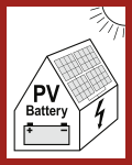 Hinweis auf eine PV-Anlage mit Batteriespeicher, Alu, 200x250 mm 
