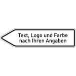 Pfeilwegweiser weiß mit Text, Logo und Farbe, Alu, doppels., refl., 1400x350 mm 