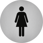 Piktogramm WC Damen, Edelstahl, selbstklebend, Ø 50 mm 