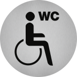 Piktogramm WC Behinderte/barrierefrei, Edelstahl, selbstklebend, Ø 50 mm 