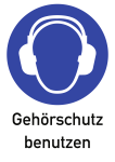 Gehörschutz benutzen, Kombischild, ISO 7010, Folie, 131x185 mm 