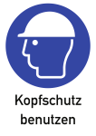 Kopfschutz benutzen, Kombischild, ISO 7010, Kunststoff, 210x297 mm 