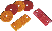 Rückstrahler rot in Kunststoff-Fassung mit Befestigungsloch, selbstklebend,Ø60mm 