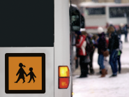 Schulbusschild, Folie selbstklebend, orange reflektierend RA1, 400x400 mm 