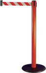 Gurt-Absperrpfosten GLA 28 rot, Kunststoff, 1000 mm Höhe, Gurt 4 m rot/weiß 