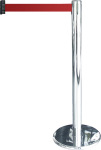 Gurt-Absperrpfosten GLA 45 silber, Edelstahl, 1000 mm Höhe, Gurt 2,3 m grau 