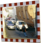 Verkehrsspiegel DURABEL 2, Edelstahl, retroreflekt. rot/weißer Rand, 800x600 mm 