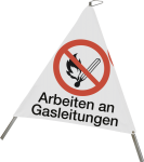 Faltsignal mit Symbol Feuer, offenes Licht und Rauchen verboten, 700 mm SL 