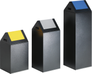 Wertstoff-Sammelgerät WSG S mit Schwingdeckel, Stahl, Gelb, 320x600x320 mm 