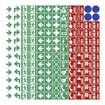 144 Piktogramme für Brandschutz u. Fluchtweg gemäß ASR A1.3 (2013), Folie, 8mm 