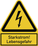 Starkstrom! Lebensgefahr, Kombischild, Kunststoff, 200x244 mm 