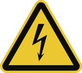 Warnung vor elektrischer Spannung ISO 7010, Alu, 100 mm SL 