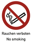 Rauchen verboten No smoking ISO 7010, Kombischild, Folie, 210x297 mm 