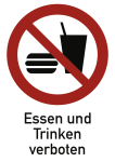 Essen und Trinken verboten ISO 7010, Kombischild, Folie, 131x185 mm 