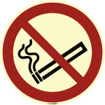 Rauchen verboten ISO 7010, Alu, langnachleuchtend, 160-mcd, Ø 200 mm 