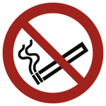Rauchen verboten ISO 7010, Folie, Ø 20 mm, 10 Stück/Bogen 