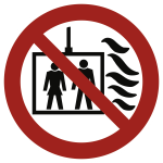 Aufzug im Brandfall nicht benutzen DIN EN 81-73, Folie, Ø 50 mm, 10 Stück/Bogen 
