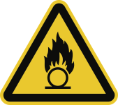 Warnung vor brandfördernden Stoffen ISO 7010, Folie, 200 mm SL 