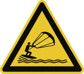 Warnung vor Kitesurfern ISO 7010, Alu, 400 mm SL 