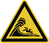 Warnung vor hoher Brandung oder hohen brechenden Wellen ISO 7010, Alu, 400 mm SL 