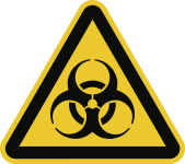 Warnung vor Biogefährdung ISO 7010, Folie, 50 mm SL, 6 Stück/Bogen 