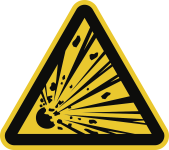 Warnung vor explosionsgefährlichen Stoffen ISO 7010, Folie, 50 mm SL,6 Stk./Bog. 