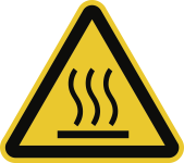 Warnung vor heißer Oberfläche ISO 7010, Alu, 100 mm SL 