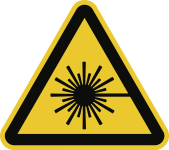 Warnung vor Laserstrahl ISO 7010, Folie, 30 mm SL, 6 Stück/Bogen 