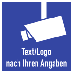 Video-Infozeichen - Text und/oder Logo nach Ihren Angaben, Folie, 120x120 mm 