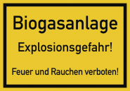 Biogasanlage-Explosionsgefahr! Feuer und Rauchen verb., Kunststoff, 200x140 mm 