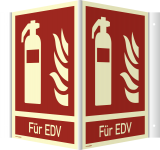 Winkelschild Feuerlöscher(FÜR EDV) ISO 7010, Kunstst., nachl.,160-mcd,200x250 mm 