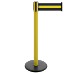 Gurt-Absperrpfosten GLA 29 gelb Kunststoff, 1000 mm Höhe, Gurt 2,3m schwarz/gelb 