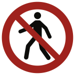 Für Fußgänger verboten ISO 7010, Folie, Ø 100 mm 
